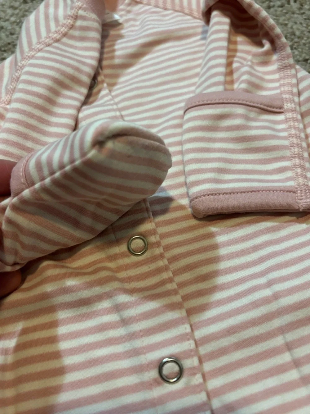 Hanna Andersson Organic Cotton Pink & White One Piece Pajama Size 3-6 Mo